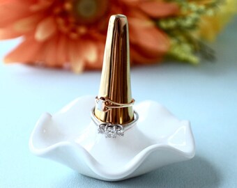 Wedding - Ring holder - Bridesmaid Gift - Maid of Honor - Bridal - Country Wedding - 24 Carat Gold - Ceramic Dish - Wedding Favor