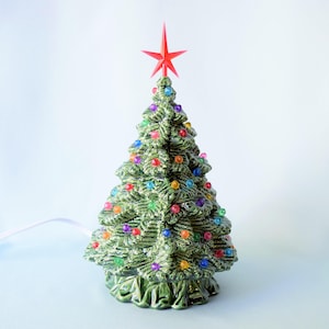 Ceramic Christmas tree Spruce 10&quot; tall - Lighted Xmas Tree - Vintage Christmas Decorations - Ceramic Christmas tree with lights