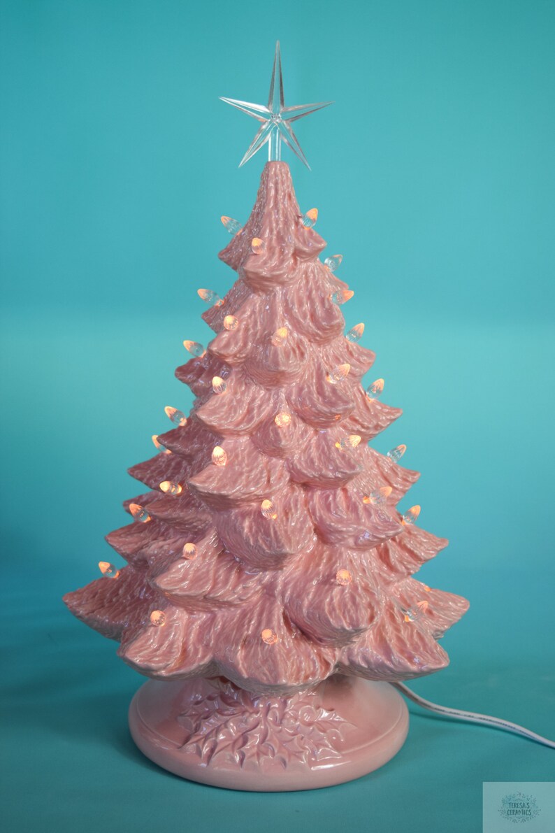 Large Pink Tree Ceramic Christmas Tree Pink Xmas Tree Etsy