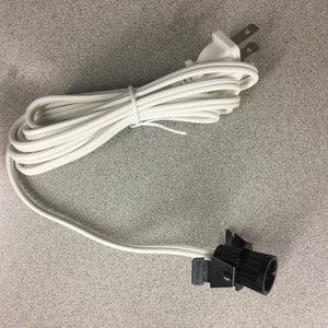 May include: White electrical cord with a standard plug on one end and a lamp socket on the other end.