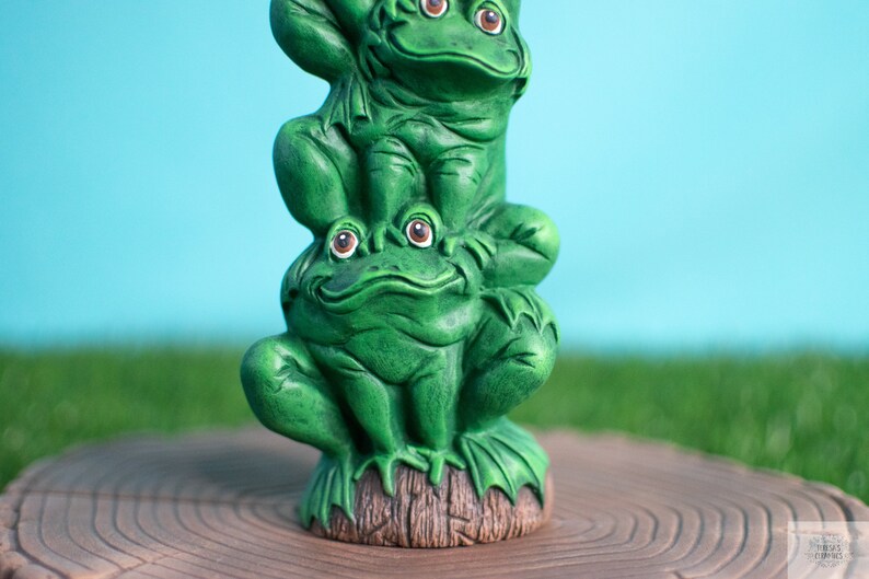 Frog Statue Stack Frog Family Statue Garden Frog Art Etsy