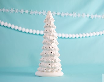 Ceramic Christmas tree in bisque - Slim Christmas Tree - 13 inches tall - Ready to paint - Painting project - DIY ceramics