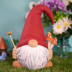 Finn The Mushroom Gnome | Fun Garden Decor | Gift for Mom | Clay Magic | Ceramic Garden Art | Funky Mushroom Gonk