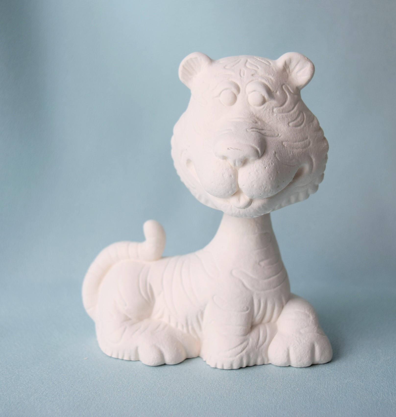 Ceramic Bisque - Tiger Bobble Head - Ceramic Tiger - DIY