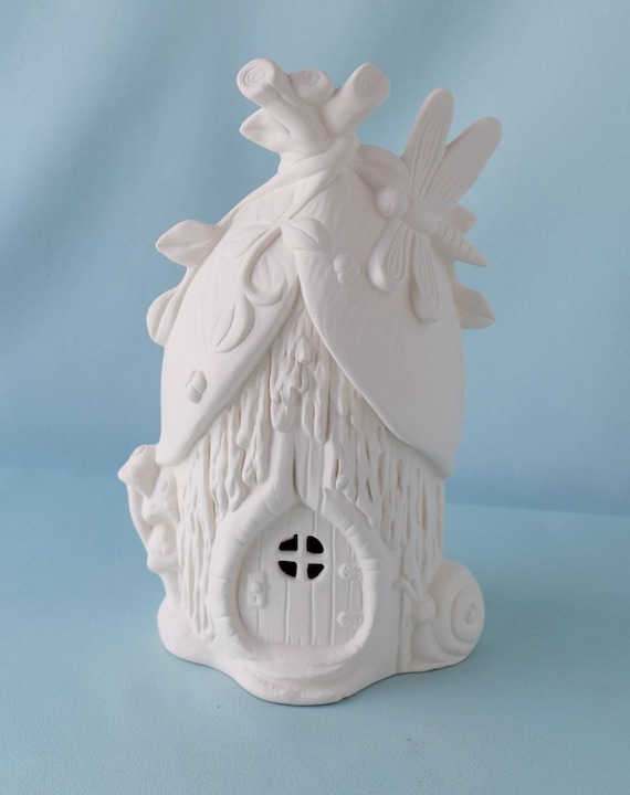 Ready To Paint Fairy House 10" Ceramic Bisque 