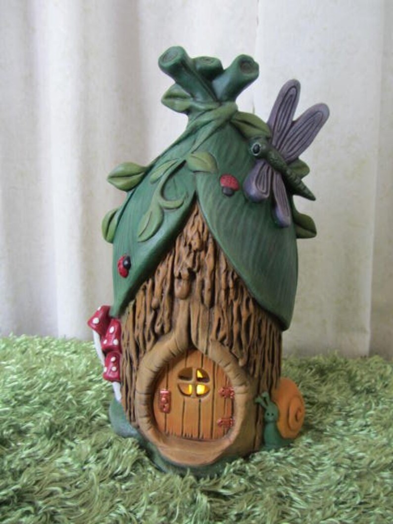 Handmade Fairy House Dragonfly Chalet faerie Home Fairy Etsy