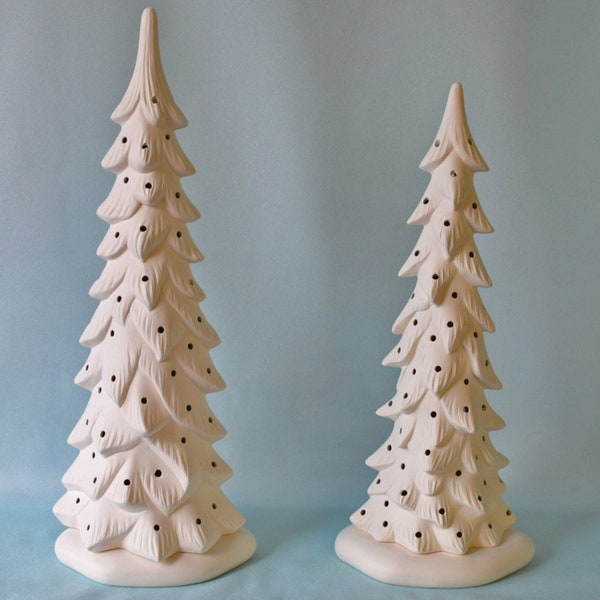 Ceramic Bisque - Ready to Paint Wispy pine trees - Do it yourself Ceramic bisque - Halloween trees