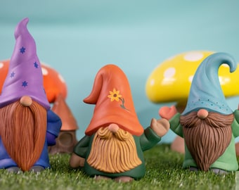 Whimsy Woodland Gnomes | Wizard Garden Gnome | Earthy Garden Gnome | Flower Garden Gnome