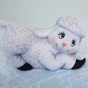 Adorable Ceramic Lamb Figurine: Spring Decor, Farm Animal Collectible, Baby Shower Gift, Kids Room Decoration