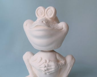 Ceramic Bisque Bobble Head Frog - Ceramic Frog - DIY Ceramics - Kids Projects, Ready to Paint Ceramics - Valentines gift - Paint it yourself