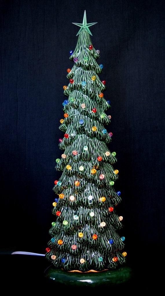 Ceramic Christmas Tree Slim Christmas Tree 16 Inches Tall Etsy
