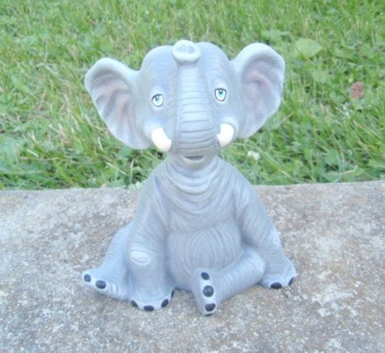 Ceramic Elephant Bobble Head Elephant cute elephant gray Etsy