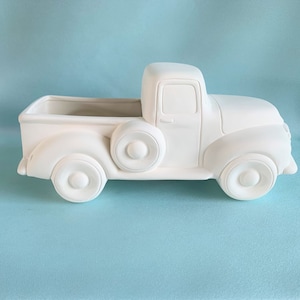 Camioneta de cerámica sin pintar / Kit de pintura hágalo usted mismo / Camioneta de fiesta de pintura / Camión de cerámica bisque / Kit de pintura de camioneta estilo vintage