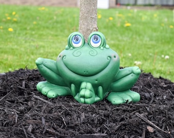 Rana Decorativa Divertente Con Griglia - Statua In Pietra Artificiale Verde, 17 Cm - Foto 3