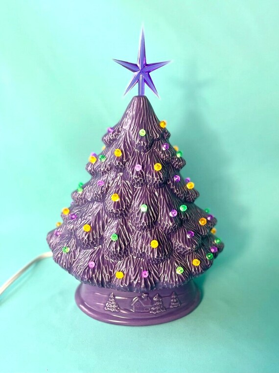 Mardi Gras Tree | Ceramic Christmas Tree | Décor for Mardi Gras
