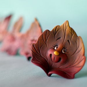 Fall Ash Leaves | Set Of Two | Ceramic Autumn Decor
