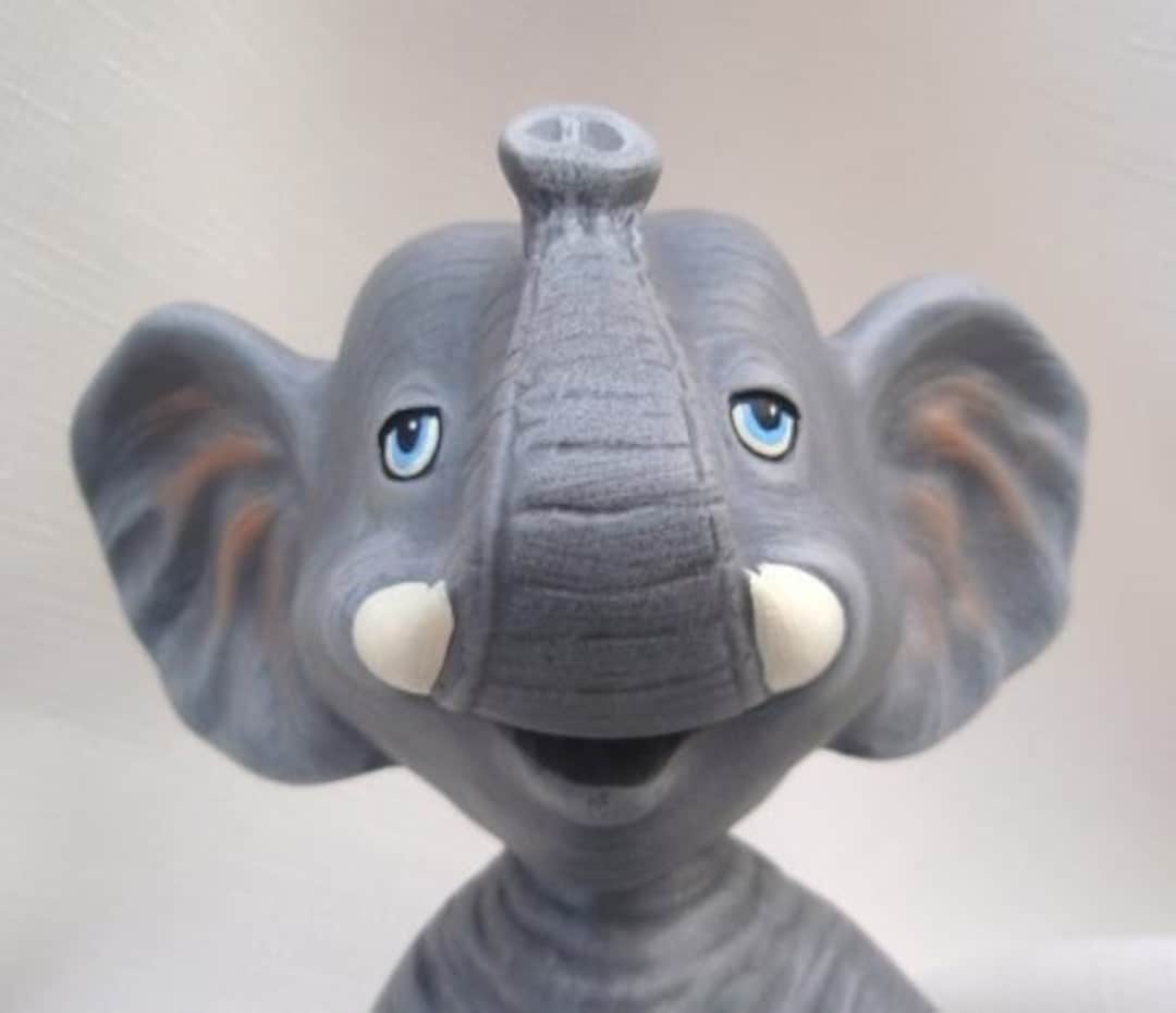 Bobble Head Elephant Ceramic Elephant Elephant Decor Elephant Baby