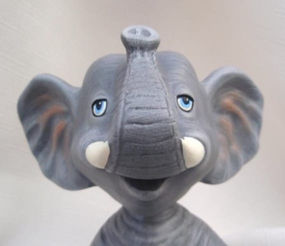 Bobble Head - Elephant Ceramic Decor Baby Shower Room Collectible Gifts Under 15