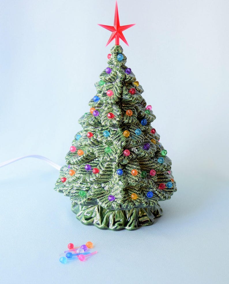 Ceramic Christmas Tree Spruce 10 Tall Lighted Xmas Etsy