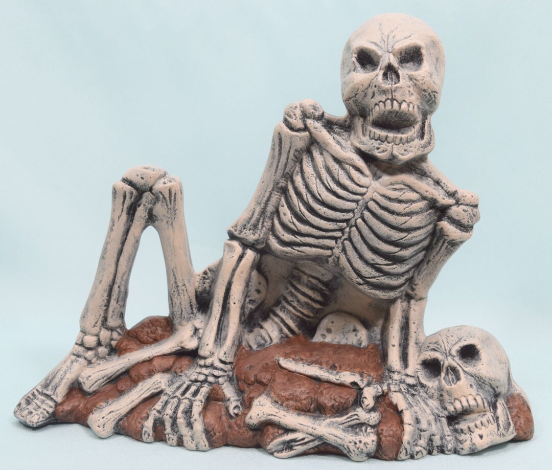 thumbnail image 2 of Creeping Skeletons Skull Figurine Statue - Creepy Halloween Decor 2 of 5