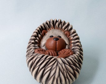 Ceramic Hedgehog yard art - Hedgehog figurine - Lying Hedgehog statue