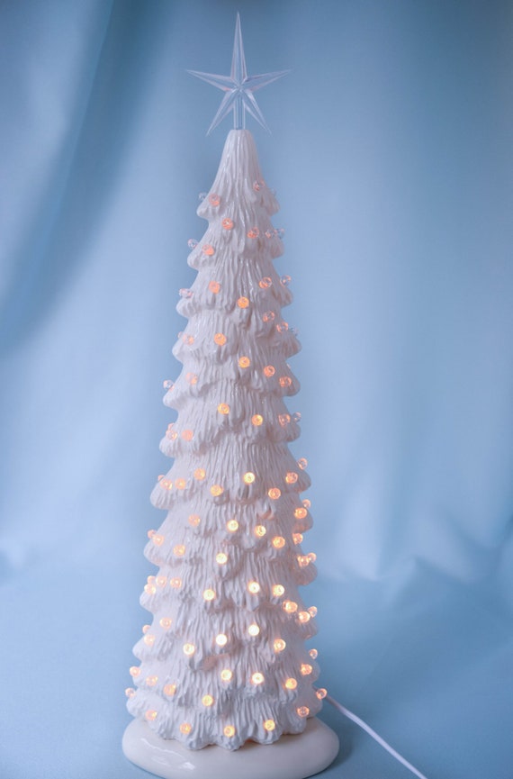 Medium Ceramic Christmas Tree w/Lights - Kiln Fire (Glaze Changes To Green)