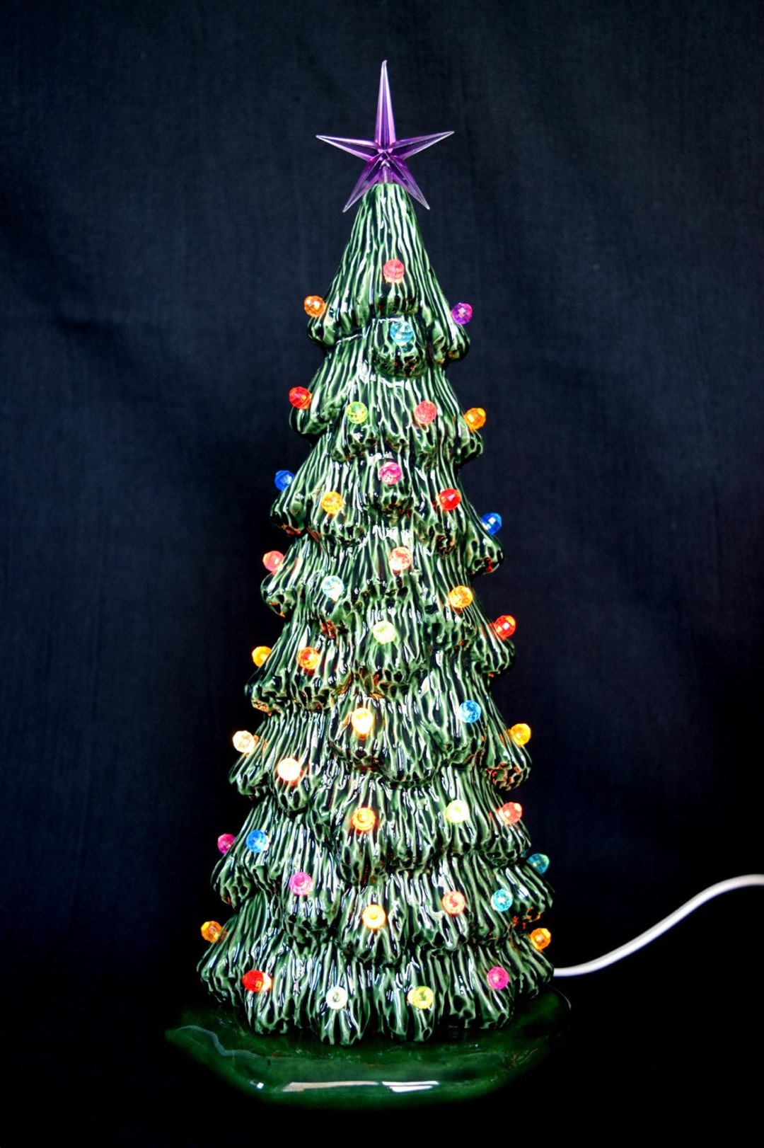 Lighted Ceramic Christmas Tree - Electric with Multi-Colored Lights - 16 inch