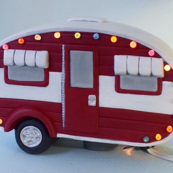 Christmas Ceramic Camper | Xmas Light - Finished as shown