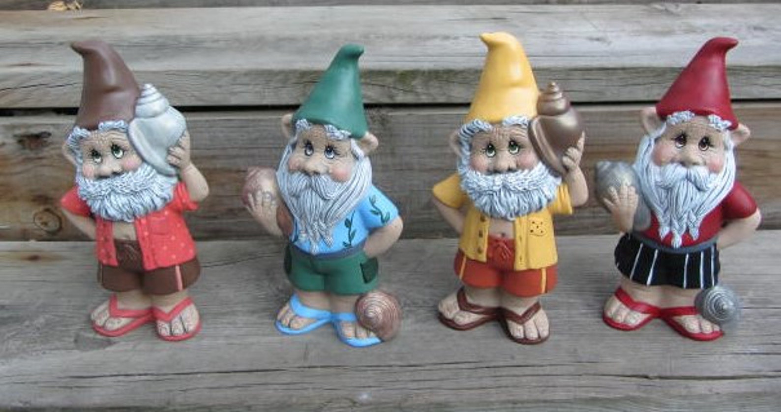 Gnome Holding a Seashell Beach Gnome Flip Flop Gnome Etsy