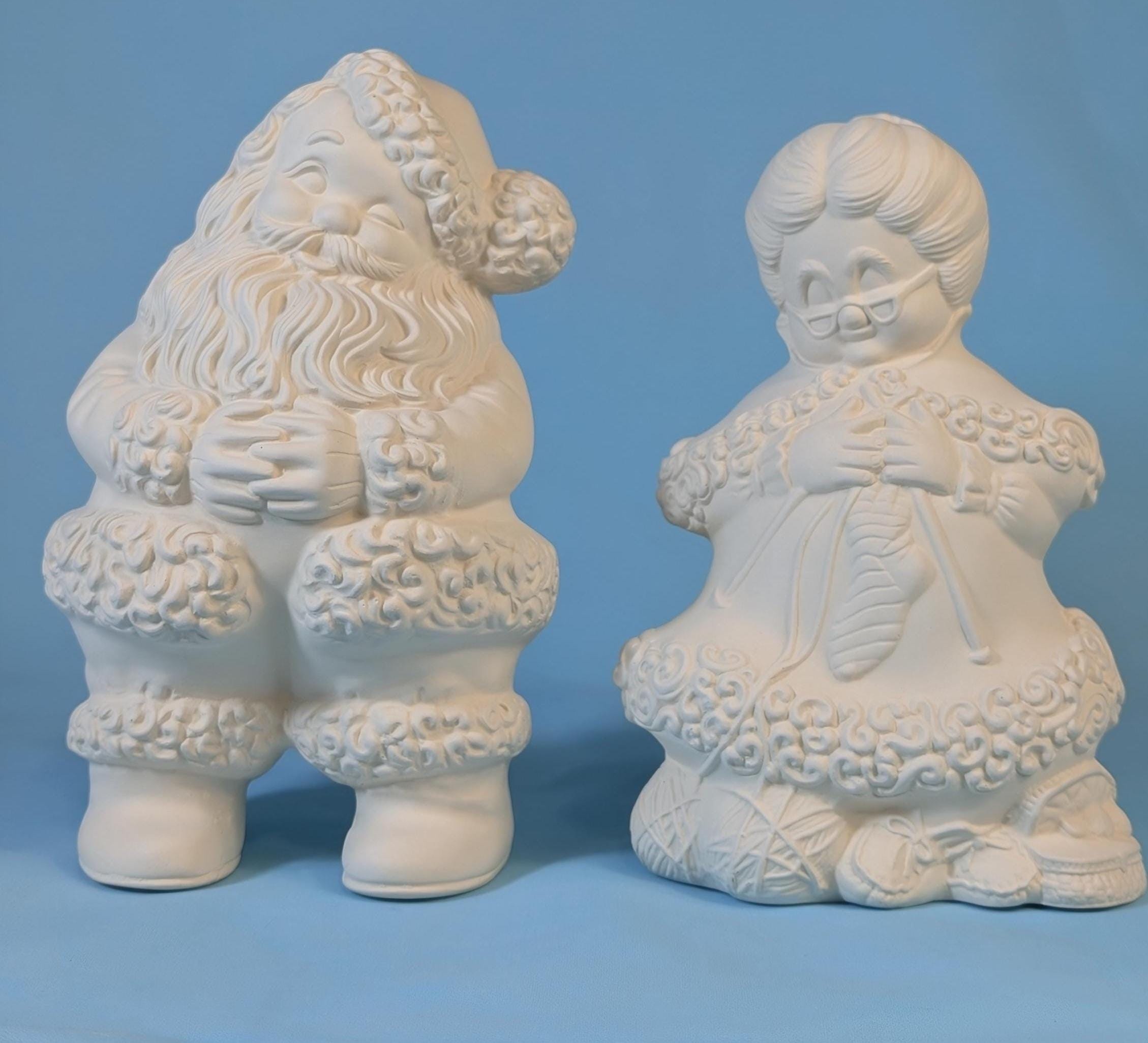 Ancienne Céramique Représentant Madame Claus - Figurine Vintage Faite Main