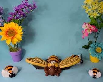 Grote honingbij muurhanger | Grote bijenhekkunst | Tuinhommel | Bloem Bee Yard kunst