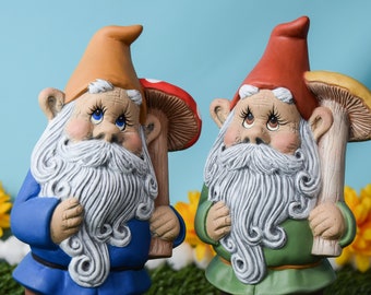 Mushroom Gnome Yard Art | House Warming Gnomes With Mushrooms | Gnome Yard Art | Mushroom Art | Retro Gnome | Fairy Garden | Good Vibes!