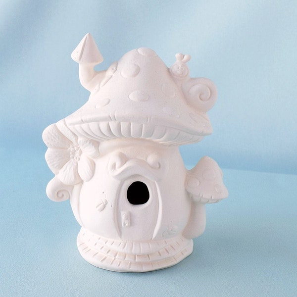 Ceramic Bisque Mushroom Fairy House | Do It Yourself Ceramics | Painting Project | Unfinished Ceramics | Paint Party Kit