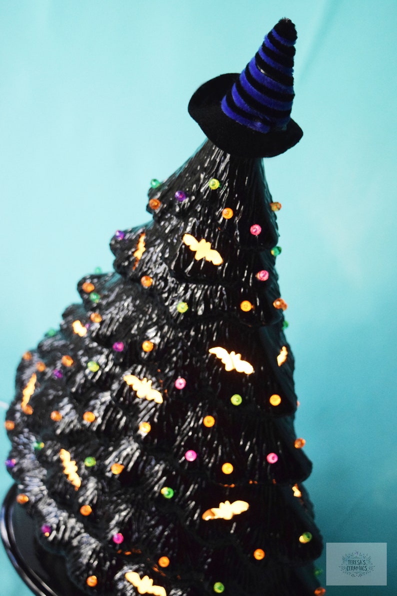 Witchy Halloween Tree Light up Ceramic Tree Bat Cutouts Etsy