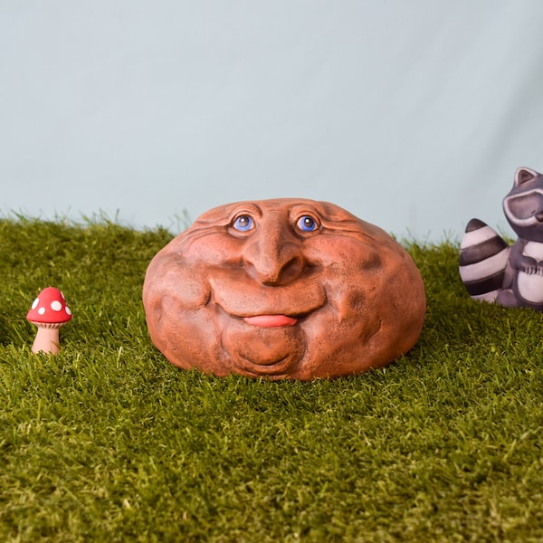 Rock Face | Tongue Sticking Out | Dewey | Father's Day Gift| Garden Decor | Yard Art | Gift for Gardener  | Outdoor Rock Decor | Cottagecore