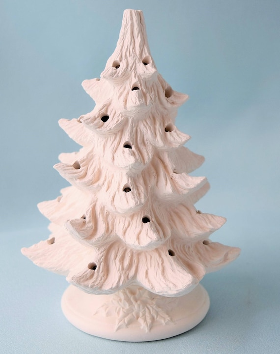 Ready to Paint DIY Ceramic Bisque Tree Shape Ornaments with Hanger for  Christmas Tree and Holiday Decoration | 12 Pack