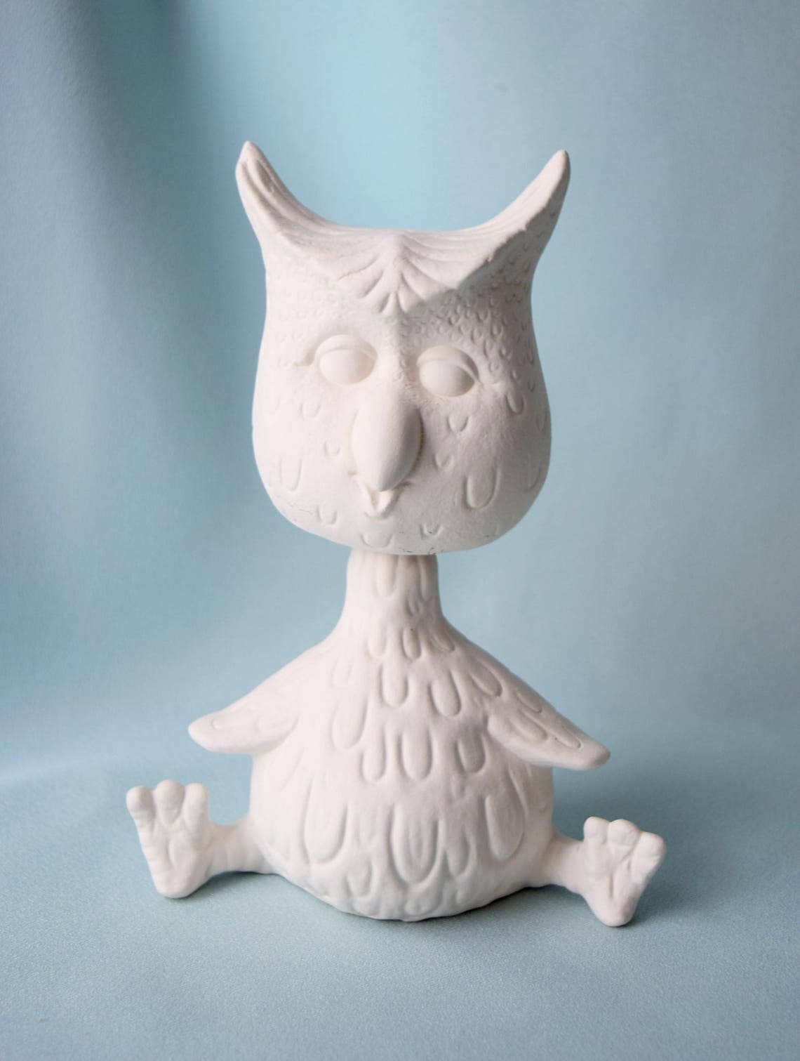 Ceramic Bisque Owl Bobble Head DIY Project Ready to Paint Etsy