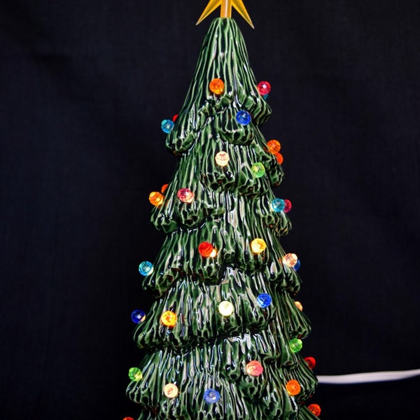 Lighted Ceramic Christmas tree - Slim Christmas Tree - 9 inches tall - Night Light Tree - Ceramic village tree - gift for mom