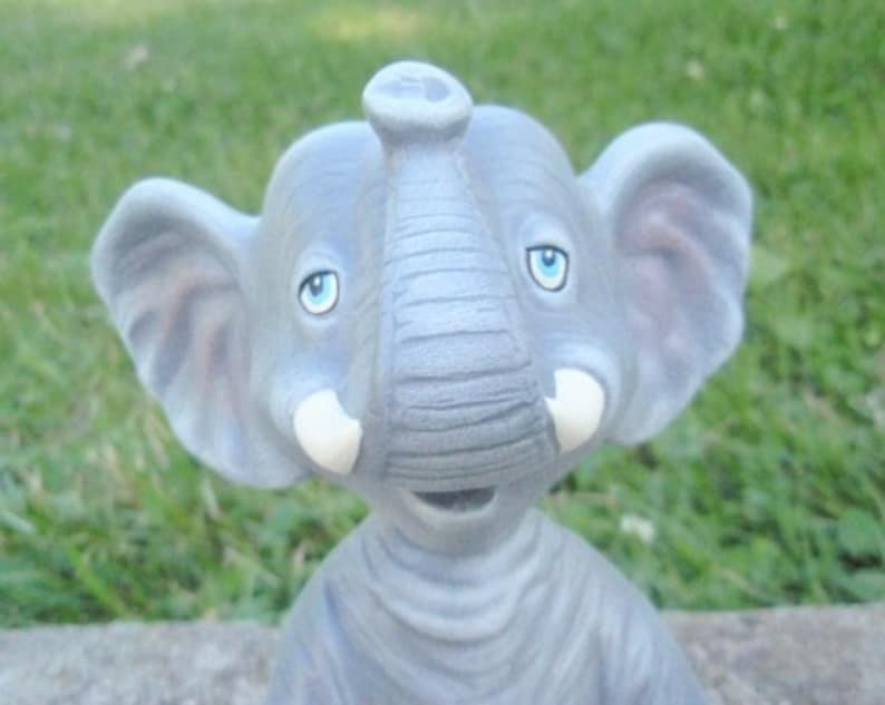 Ceramic Elephant Bobble Head Elephant cute elephant gray Etsy