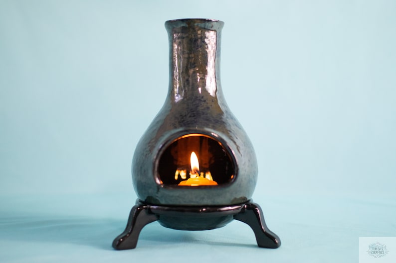 Lareira rústica de cerâmica: porta-velas e incensos estilo boho para jardim, pátio e decoração cottagecore. imagem 7