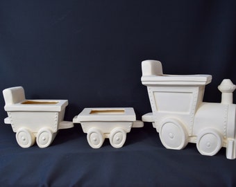 Bisque Train Set | Paint Your Own | Paint Party | Do It Yourself | Vintage Toy Train Ceramic Set | Unpainted Ceramics