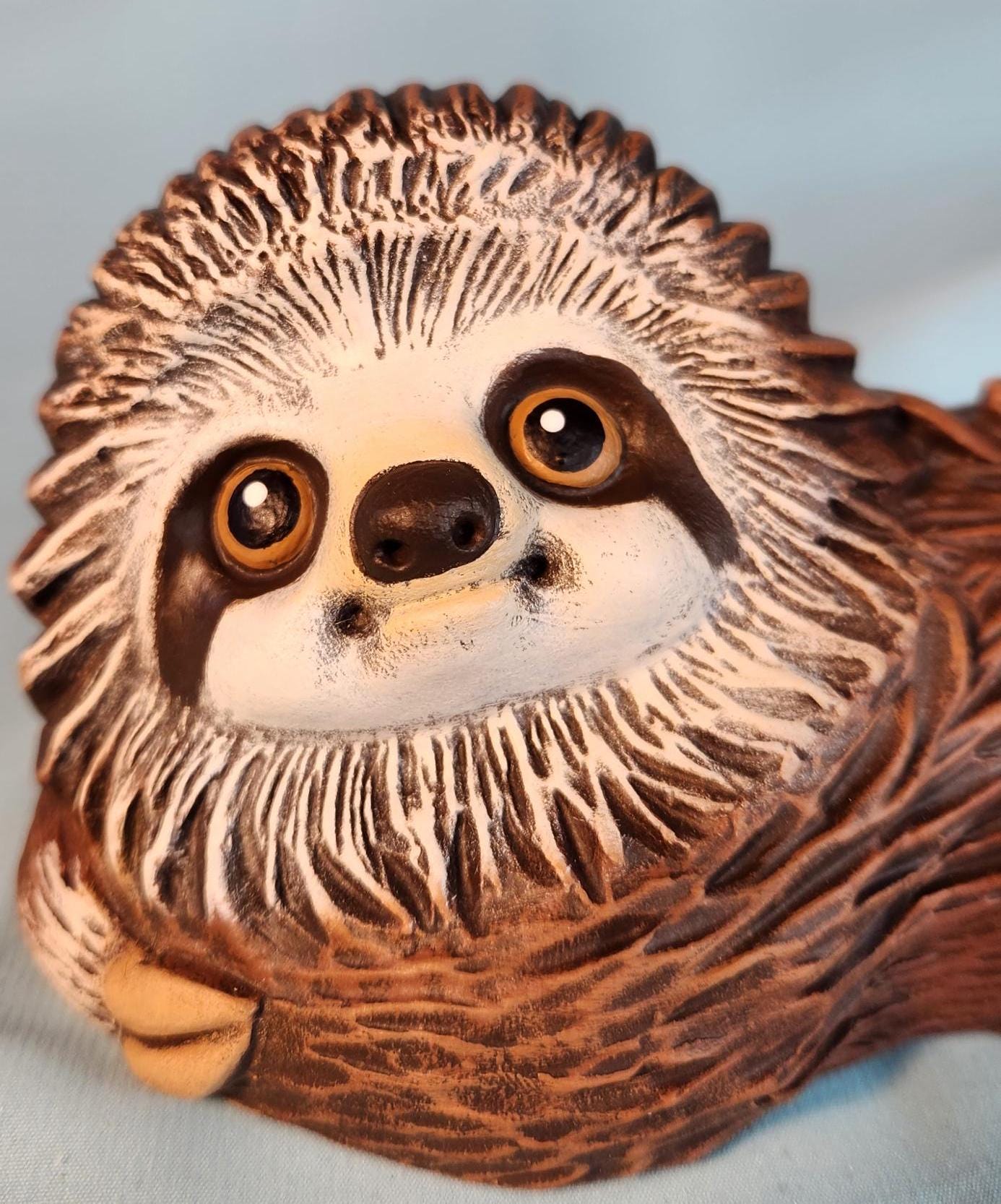 Adorable Ceramic Sloth Figurine for Garden, Patio, Nursery, and