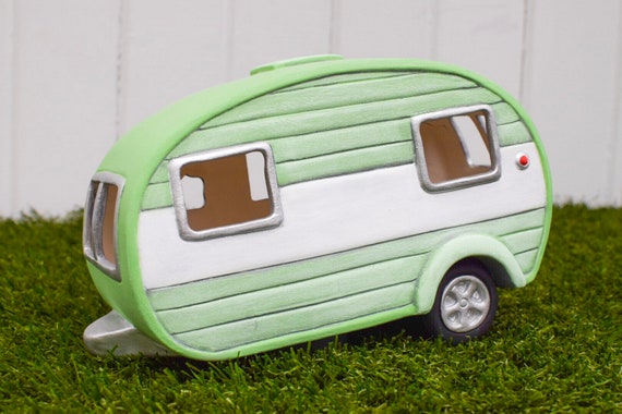 Vintage Ceramic Camper | Funky Old Streamline Camper | Cottagecore