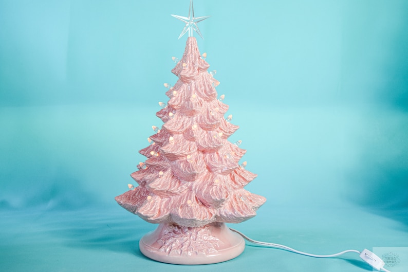 Large Pink Tree Ceramic Christmas Tree Pink Xmas Tree Etsy