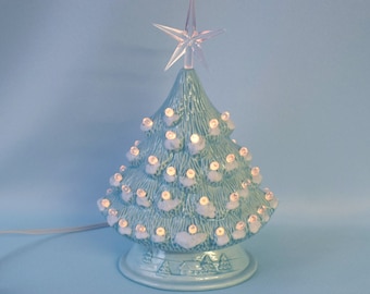 Vintage Christmas Tree | Glazed Sea Glass | Small Ceramic Tree | 5 inches tall