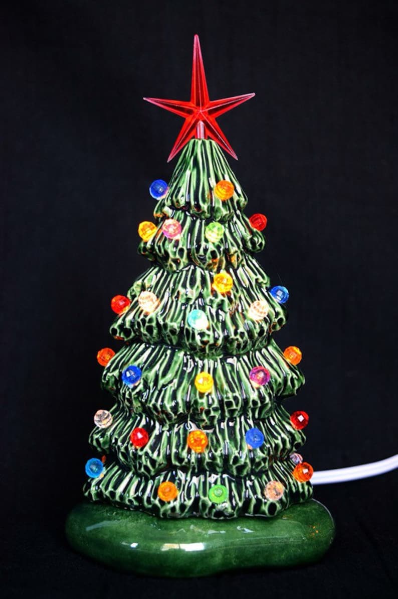 Slim Christmas Tree Lighted Ceramic Christmas Tree Holiday Etsy