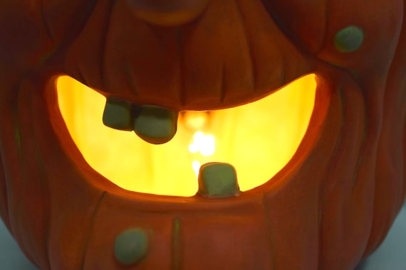 Retro Halloween Witch Pumpkin Light - Spooky Fall Decor - Creepy