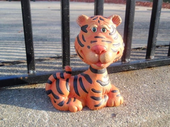 Ceramic Bisque - Tiger Bobble Head - Ceramic Tiger - DIY