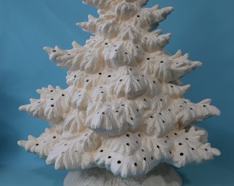 Unpainted 16.25 in Fraser Fir Ceramic Christmas Tree | Vintage-Style DIY Holiday Decor Project