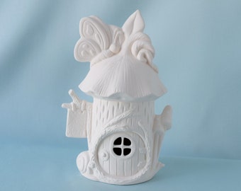 Ceramic Bisque - Butterfly Fairy house - Unfinished ceramics - DIY painting project